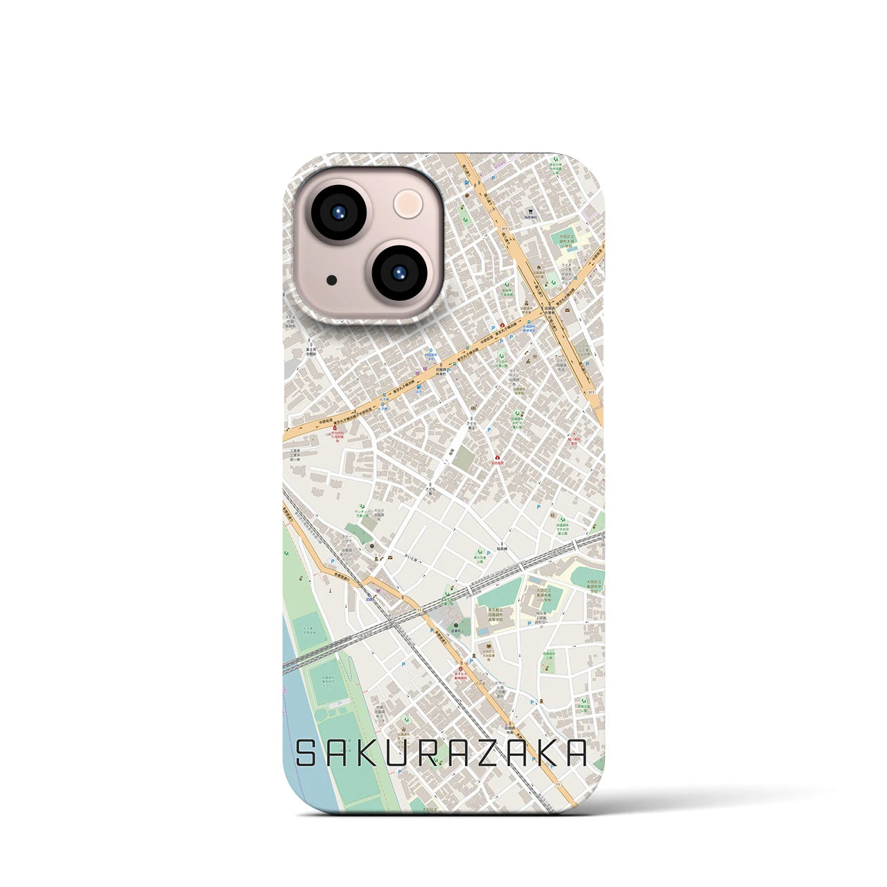 【桜坂(東京都)】地図柄iPhoneケース(バックカバータイプ)