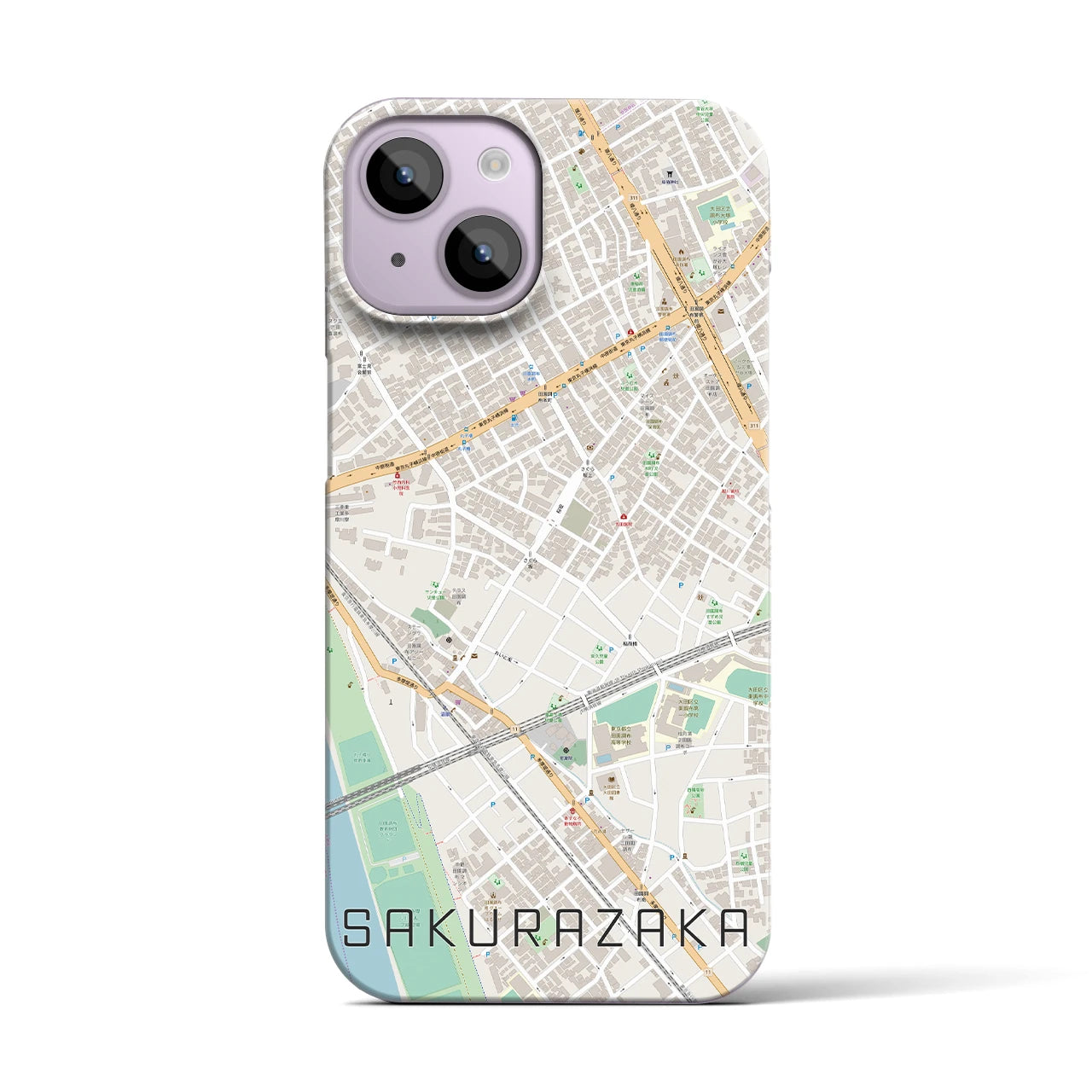 【桜坂(東京都)】地図柄iPhoneケース(バックカバータイプ)
