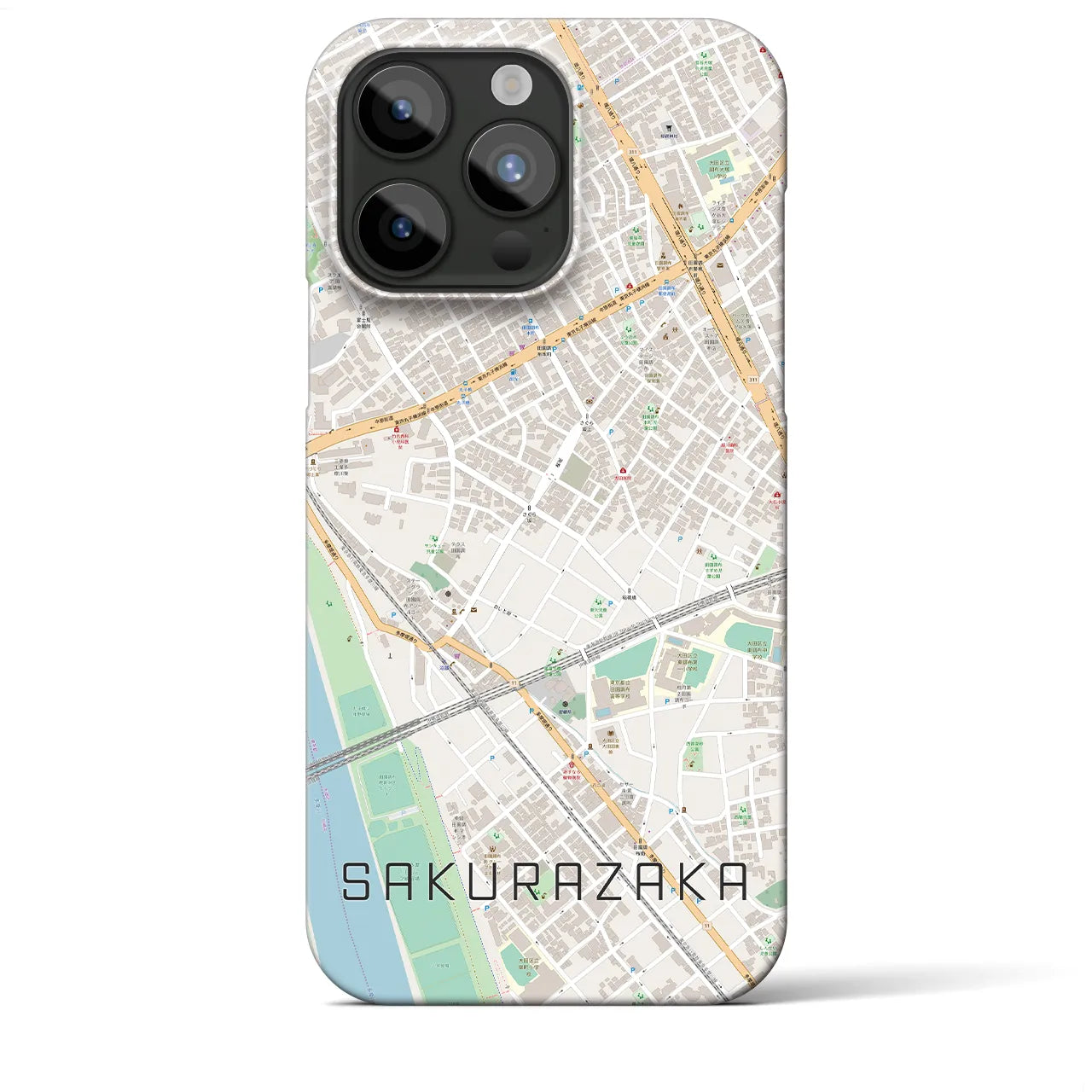 【桜坂(東京都)】地図柄iPhoneケース(バックカバータイプ)
