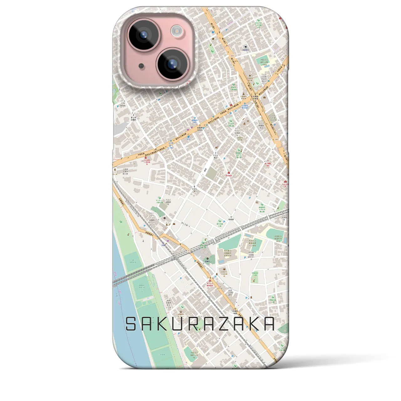 【桜坂(東京都)】地図柄iPhoneケース(バックカバータイプ)