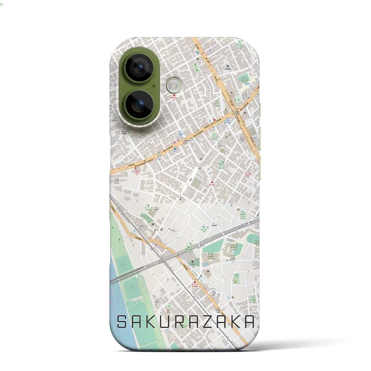 【桜坂(東京都)】地図柄iPhoneケース(バックカバータイプ)