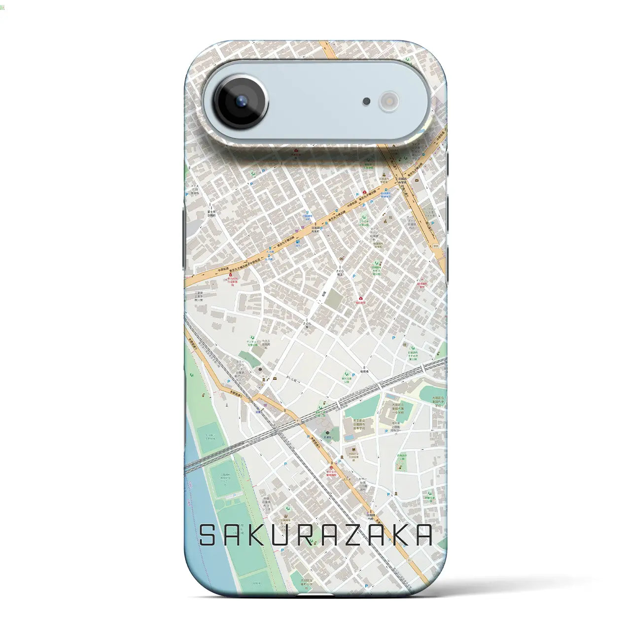 【桜坂(東京都)】地図柄iPhoneケース(バックカバータイプ)