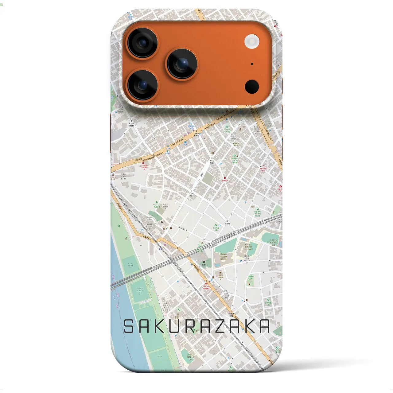 【桜坂(東京都)】地図柄iPhoneケース(バックカバータイプ)ナチュラル・iPhone 17 Pro Max 用