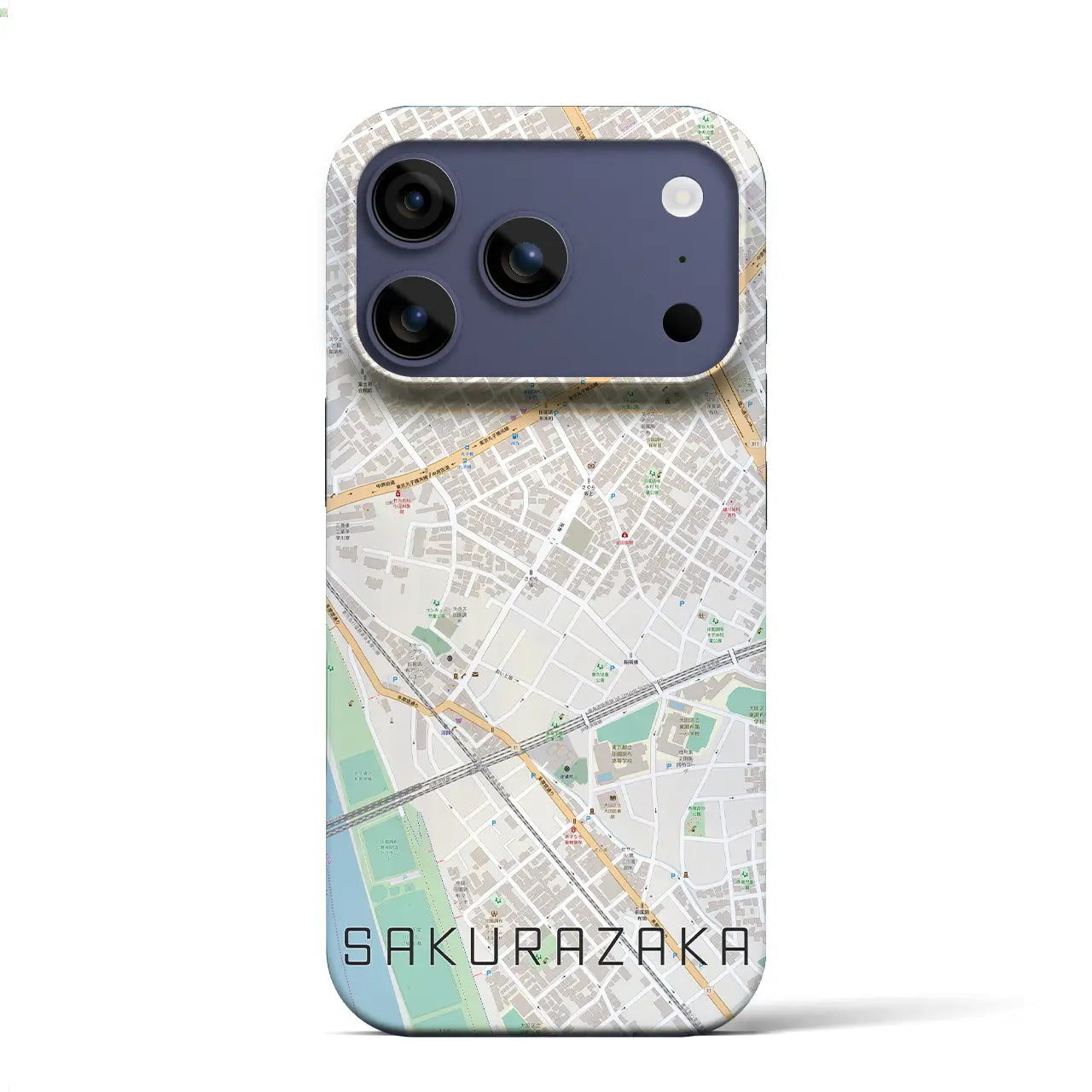 【桜坂(東京都)】地図柄iPhoneケース(バックカバータイプ)ブラック・iPhone 17 Pro Max 用