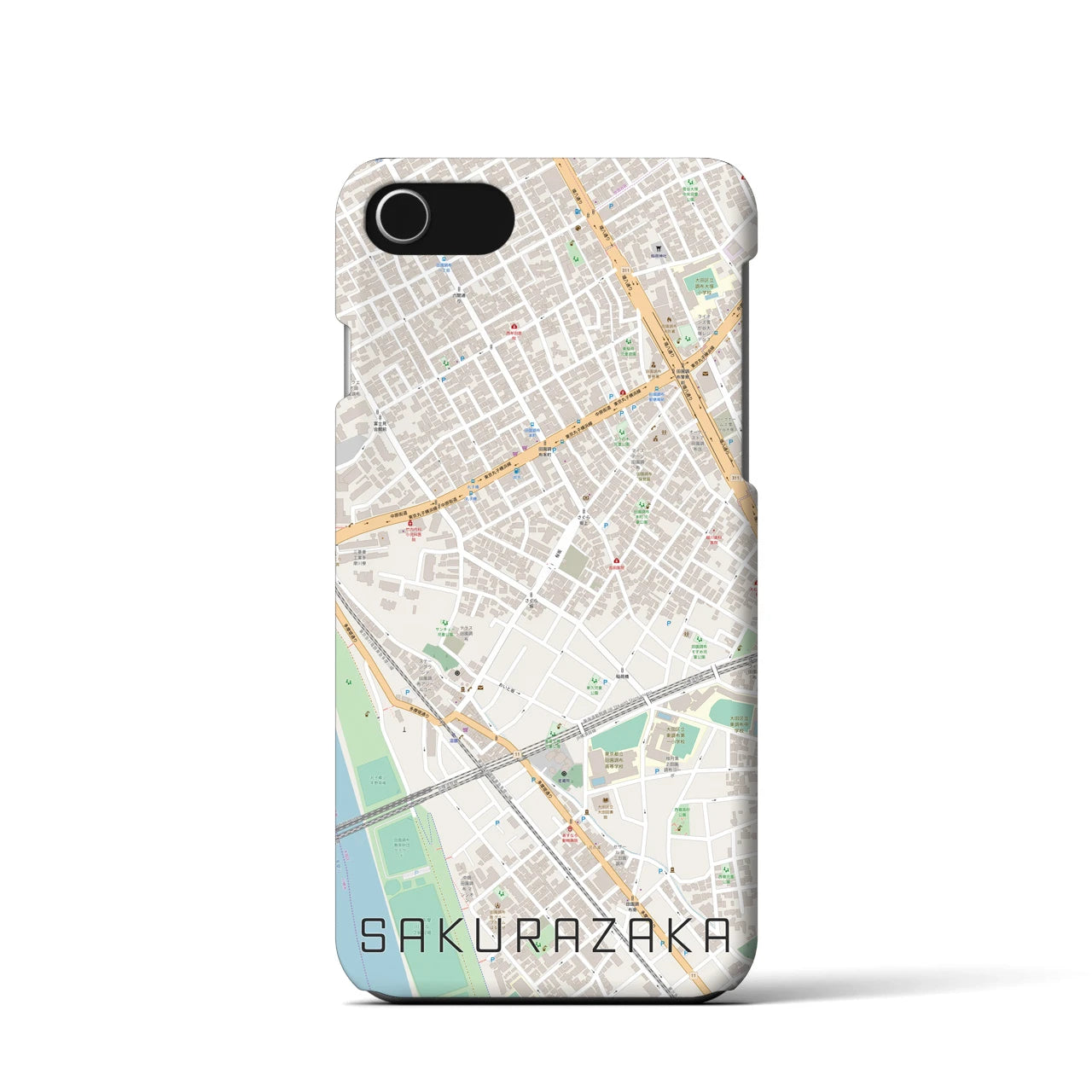 【桜坂(東京都)】地図柄iPhoneケース(バックカバータイプ)