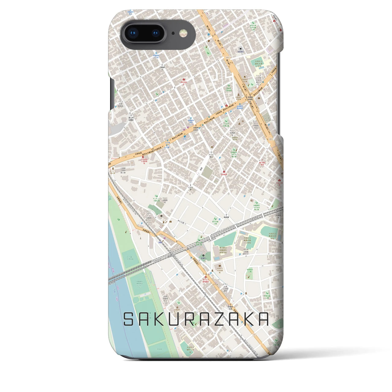 【桜坂(東京都)】地図柄iPhoneケース(バックカバータイプ)