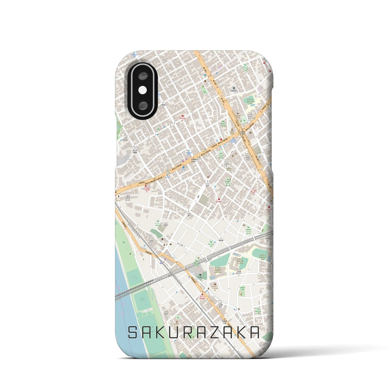 【桜坂(東京都)】地図柄iPhoneケース(バックカバータイプ)