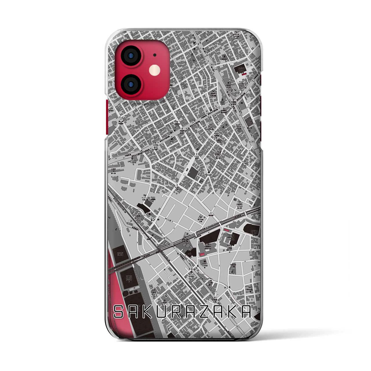 【桜坂(東京都)】地図柄iPhoneケース(クリアタイプ)