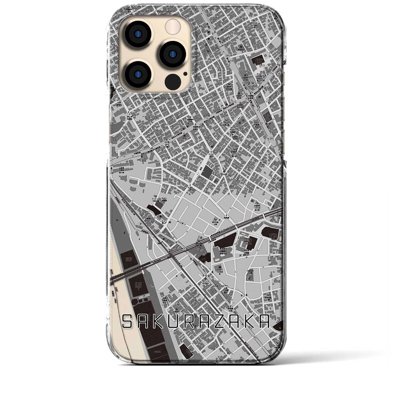 【桜坂(東京都)】地図柄iPhoneケース(クリアタイプ)