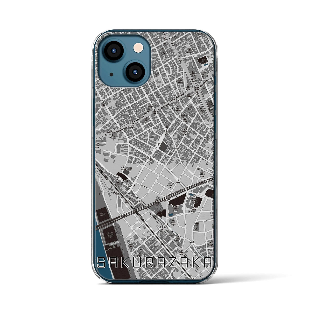 【桜坂(東京都)】地図柄iPhoneケース(クリアタイプ)