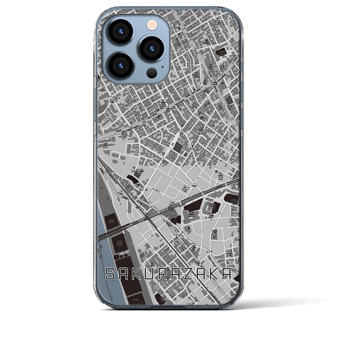 【桜坂(東京都)】地図柄iPhoneケース(クリアタイプ)