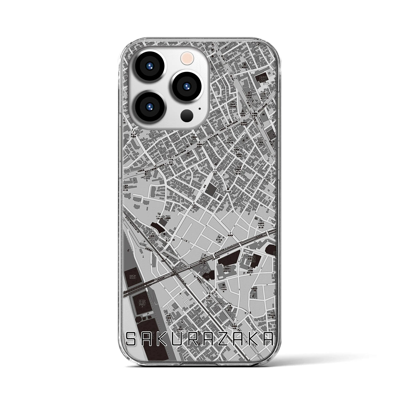 【桜坂(東京都)】地図柄iPhoneケース(クリアタイプ)