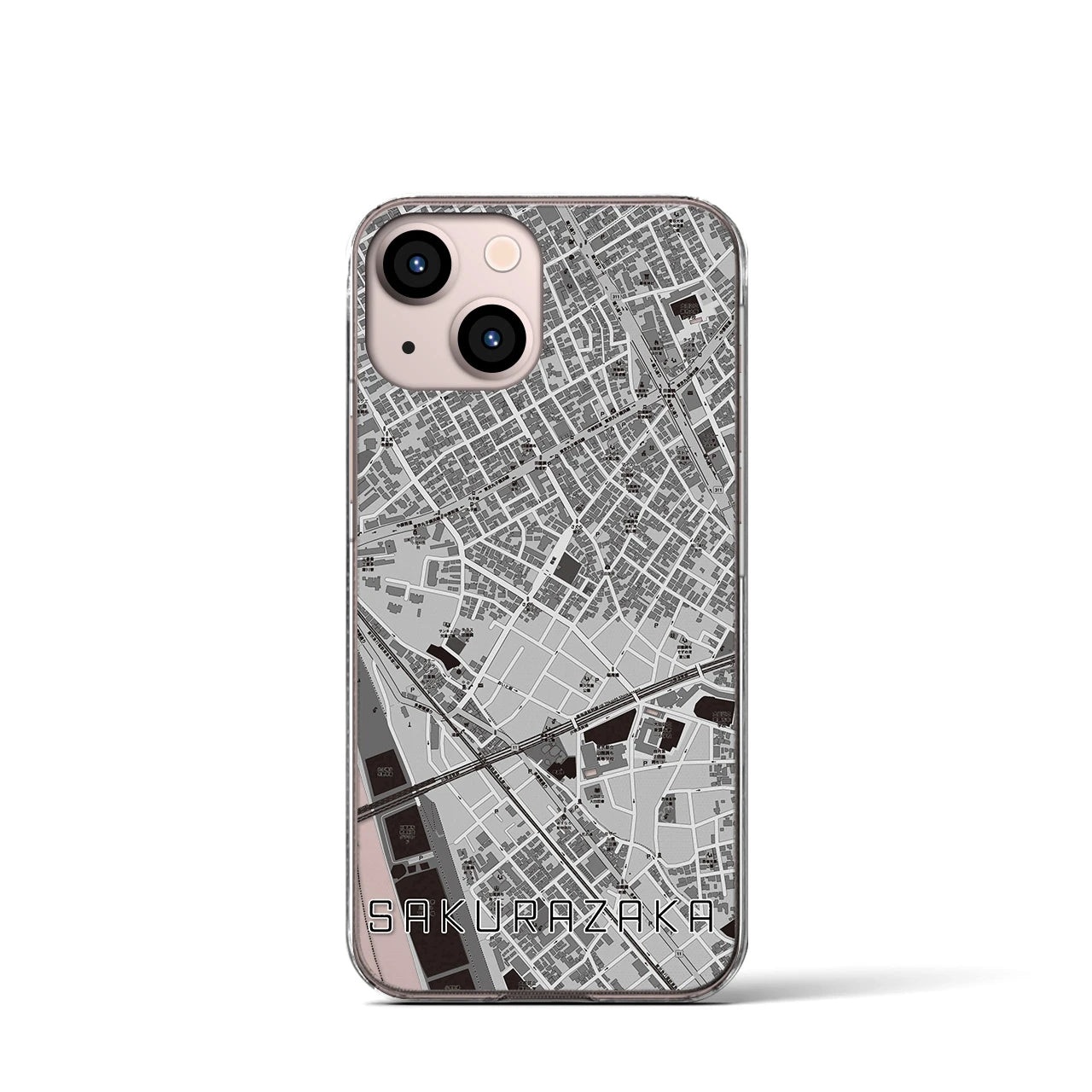 【桜坂(東京都)】地図柄iPhoneケース(クリアタイプ)