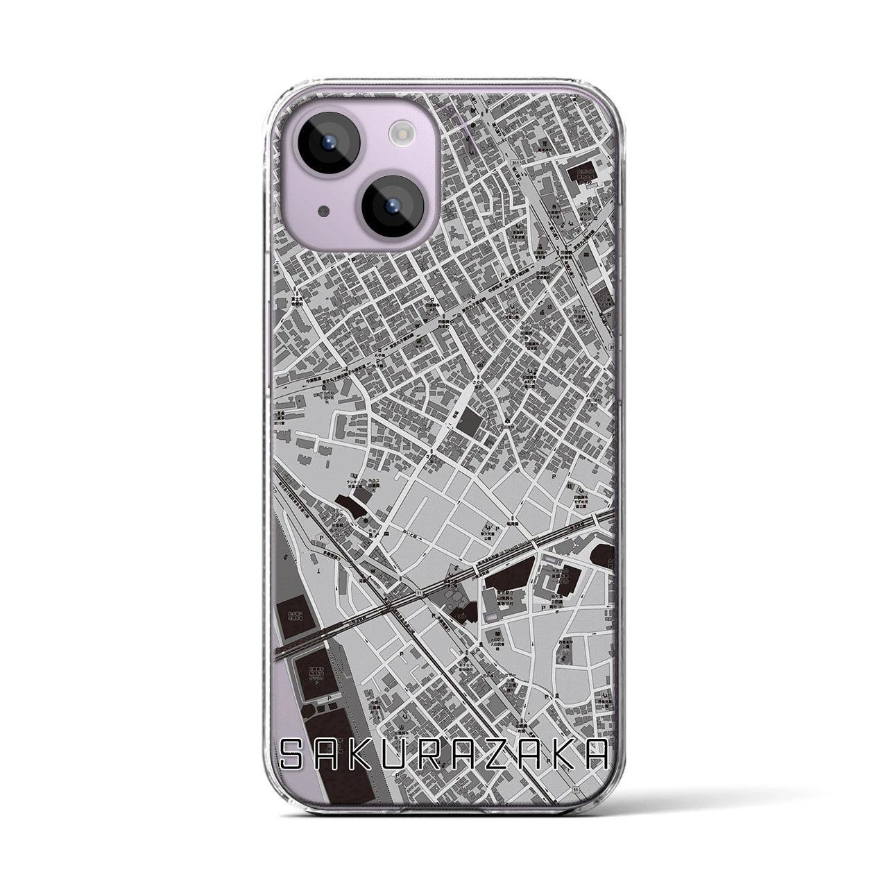 【桜坂(東京都)】地図柄iPhoneケース(クリアタイプ)