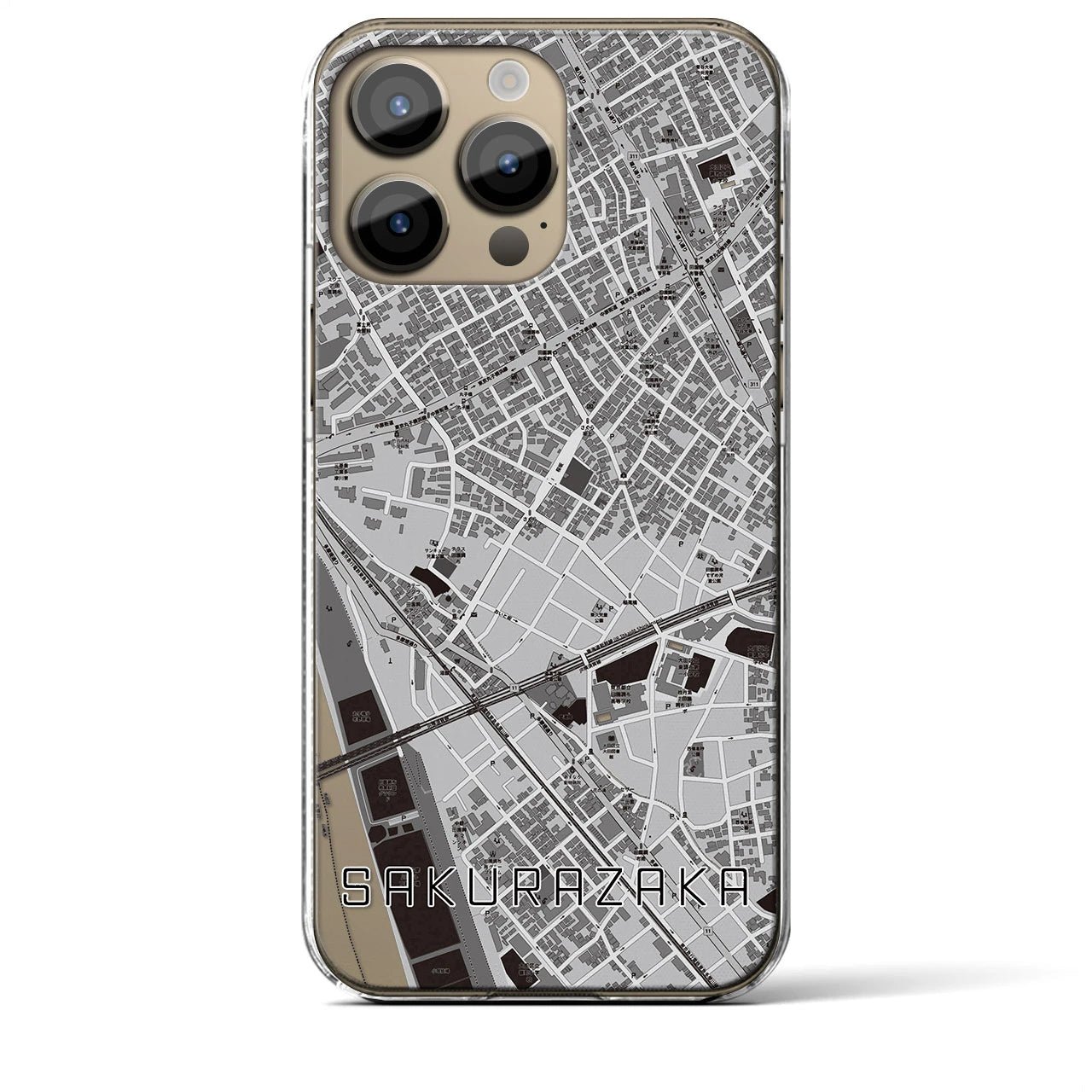 【桜坂(東京都)】地図柄iPhoneケース(クリアタイプ)