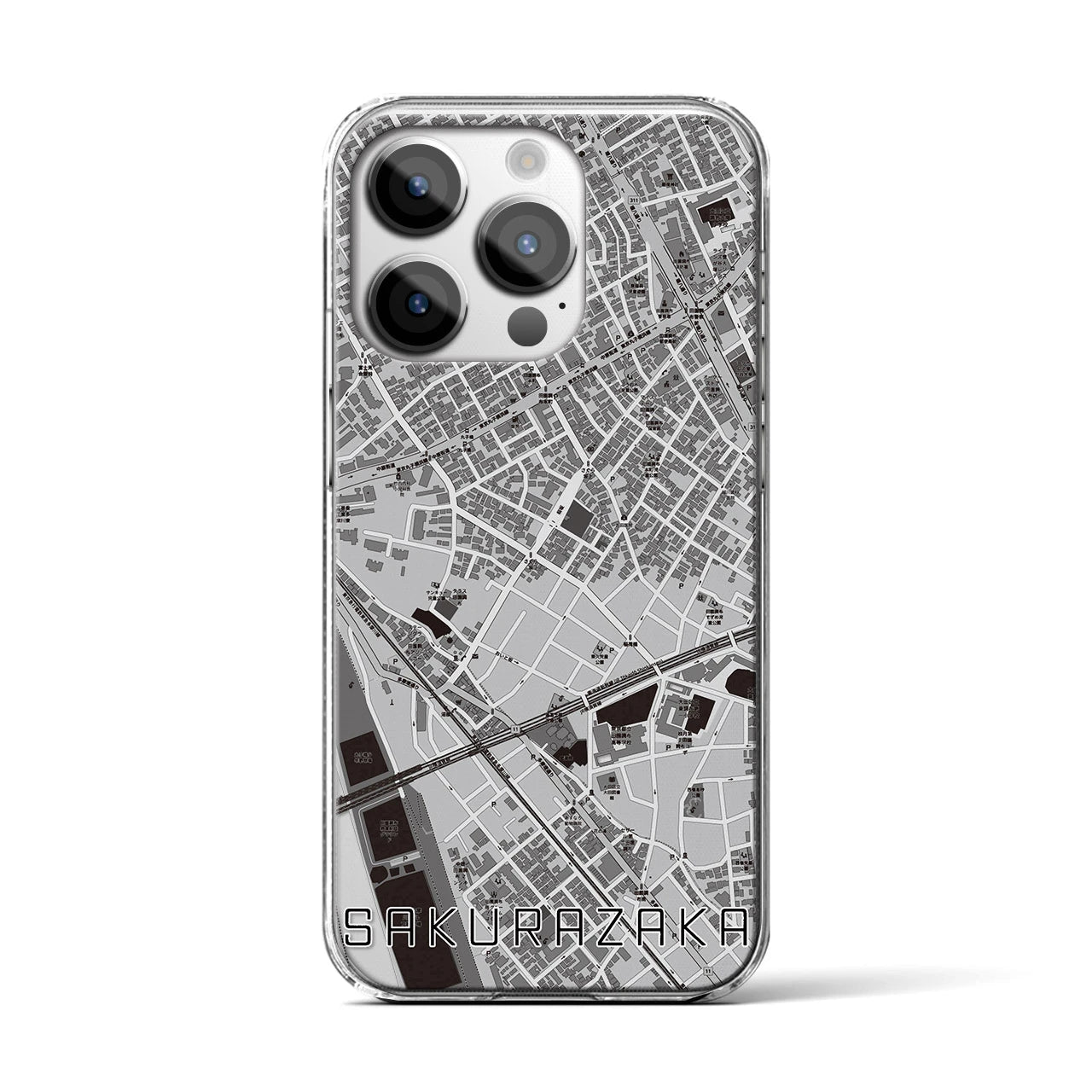 【桜坂(東京都)】地図柄iPhoneケース(クリアタイプ)