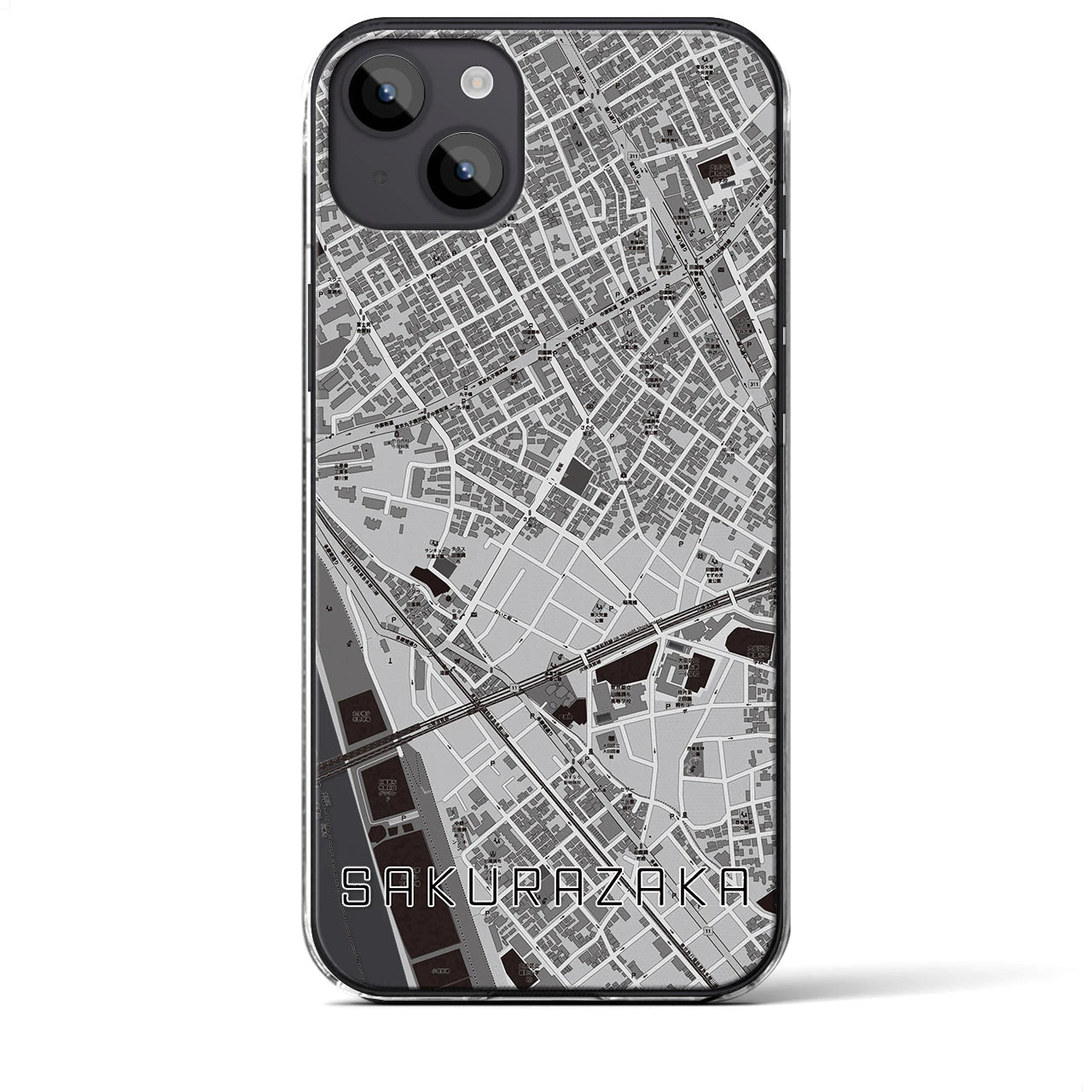 【桜坂(東京都)】地図柄iPhoneケース(クリアタイプ)