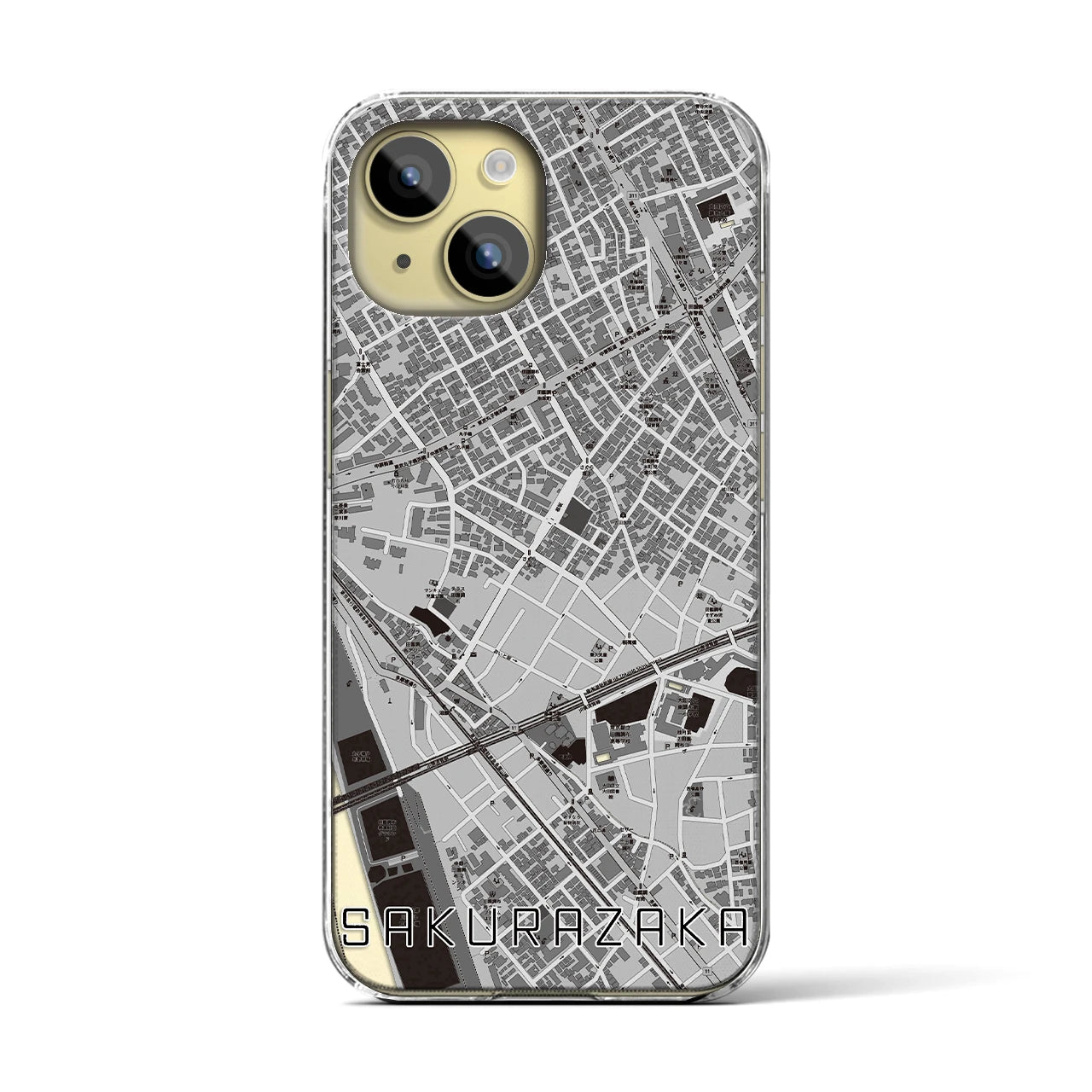 【桜坂(東京都)】地図柄iPhoneケース(クリアタイプ)