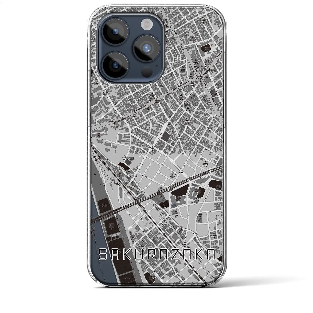 【桜坂(東京都)】地図柄iPhoneケース(クリアタイプ)