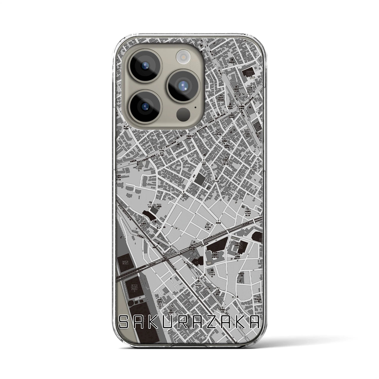 【桜坂(東京都)】地図柄iPhoneケース(クリアタイプ)