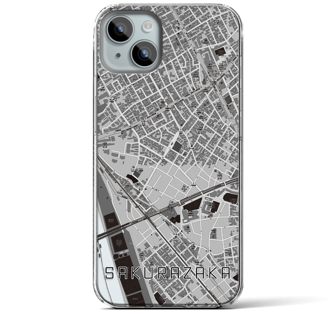 【桜坂(東京都)】地図柄iPhoneケース(クリアタイプ)