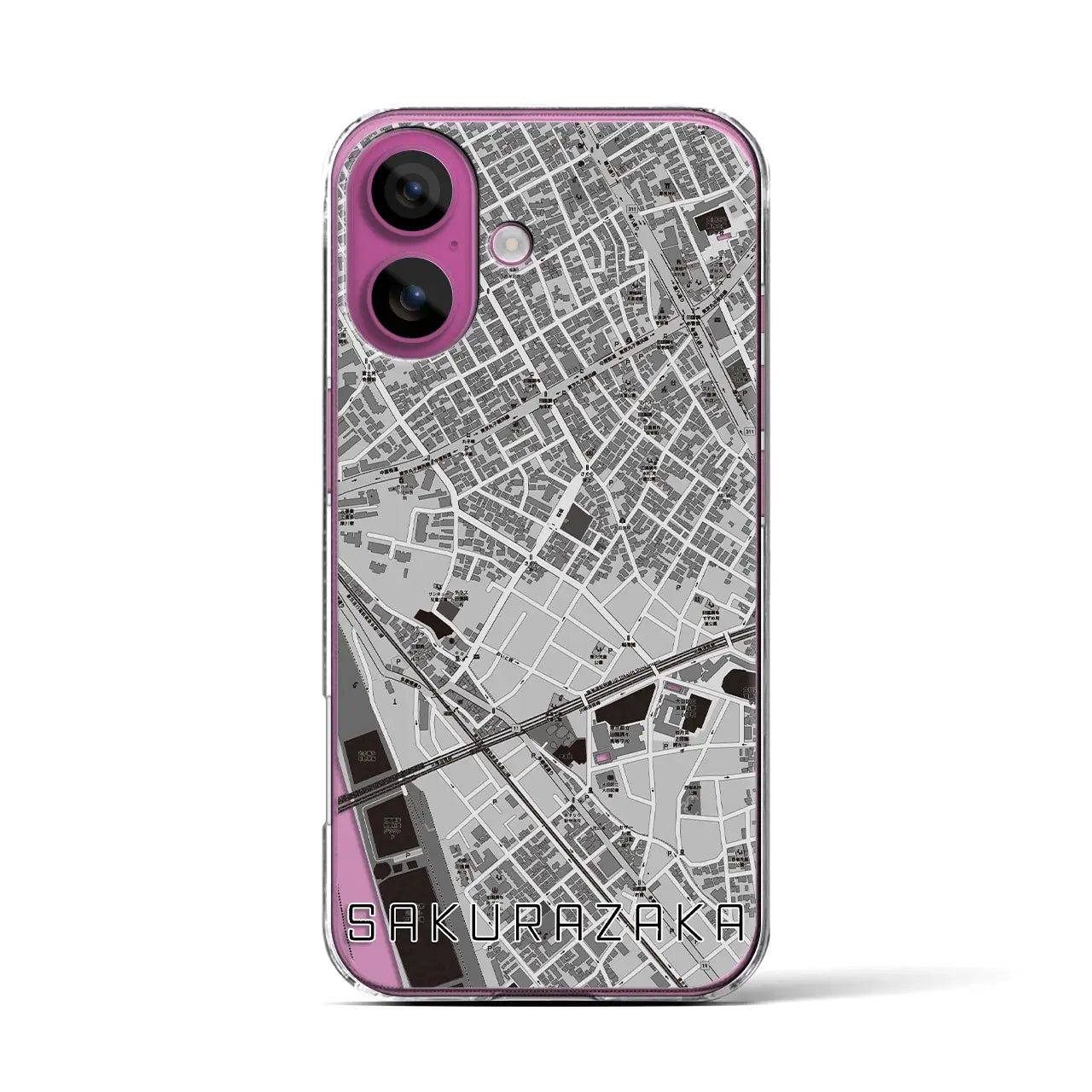 【桜坂(東京都)】地図柄iPhoneケース(クリアタイプ)