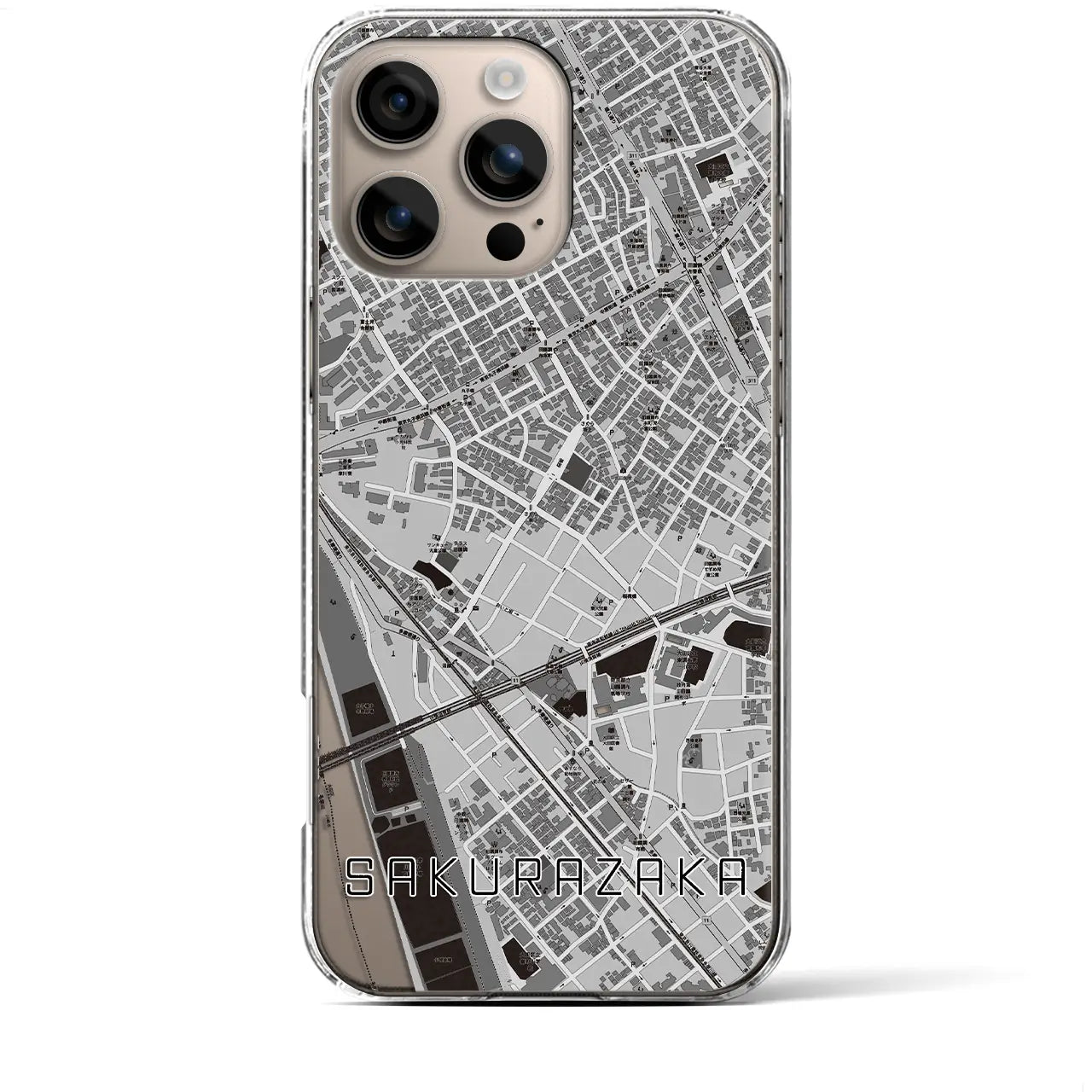 【桜坂(東京都)】地図柄iPhoneケース(クリアタイプ)