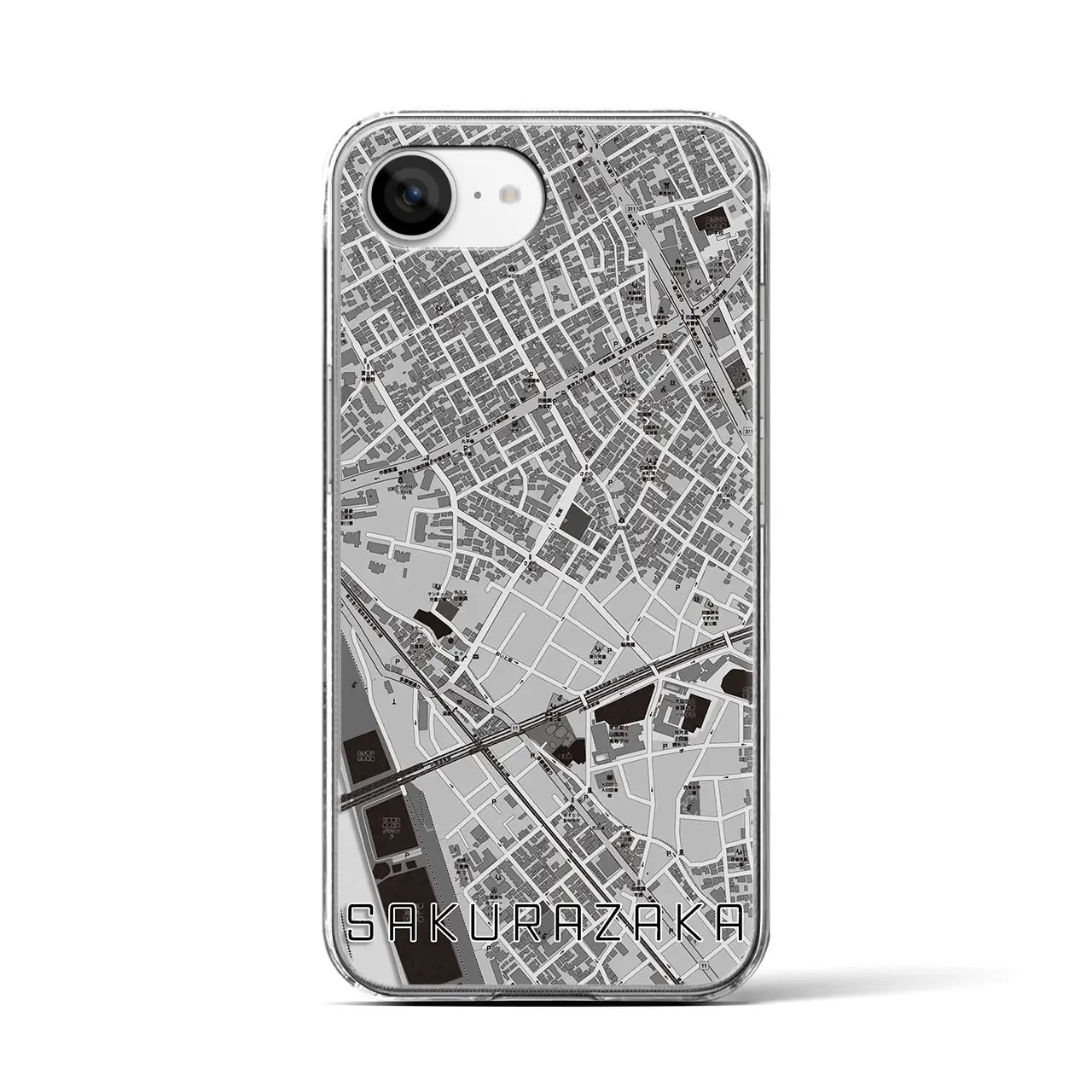 【桜坂(東京都)】地図柄iPhoneケース(クリアタイプ)