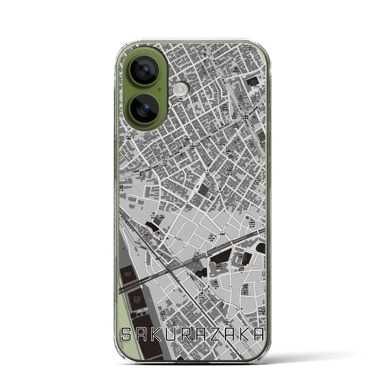 【桜坂(東京都)】地図柄iPhoneケース(クリアタイプ)