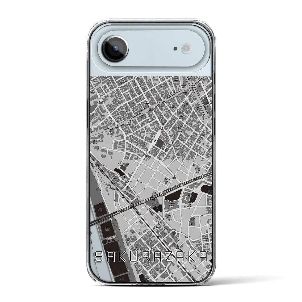 【桜坂(東京都)】地図柄iPhoneケース(クリアタイプ)モノトーン・iPhone 17 Pro Max 用