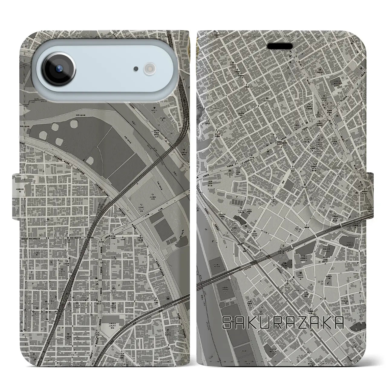 【桜坂(東京都)】地図柄iPhoneケース(手帳タイプ)