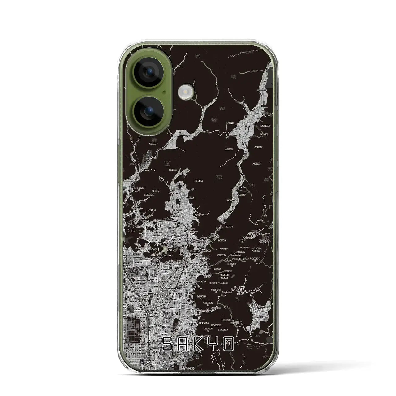 【左京(京都府)】地図柄iPhoneケース(クリアタイプ)モノトーン・iPhone 17 Pro Max 用