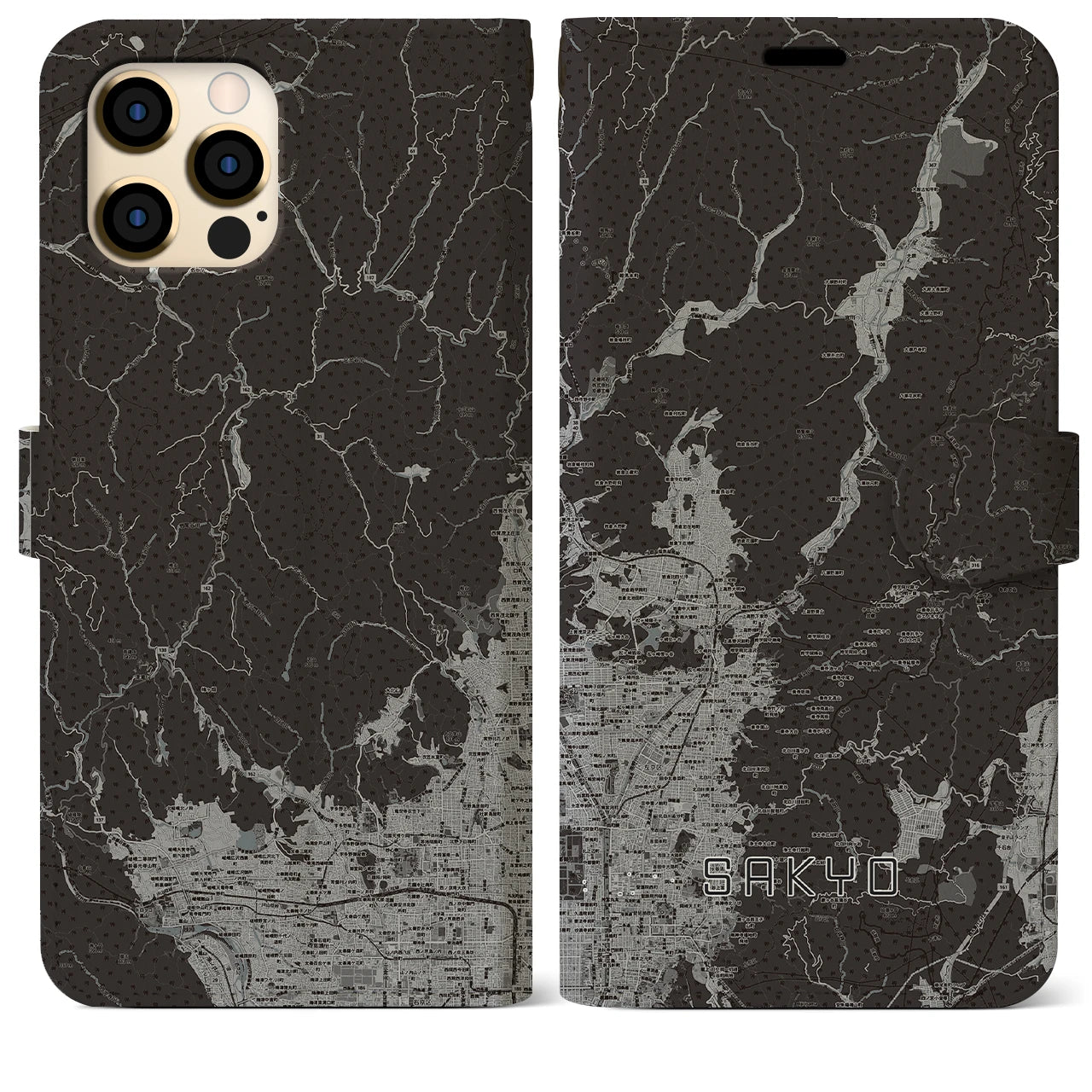 【左京(京都府)】地図柄iPhoneケース(手帳タイプ)