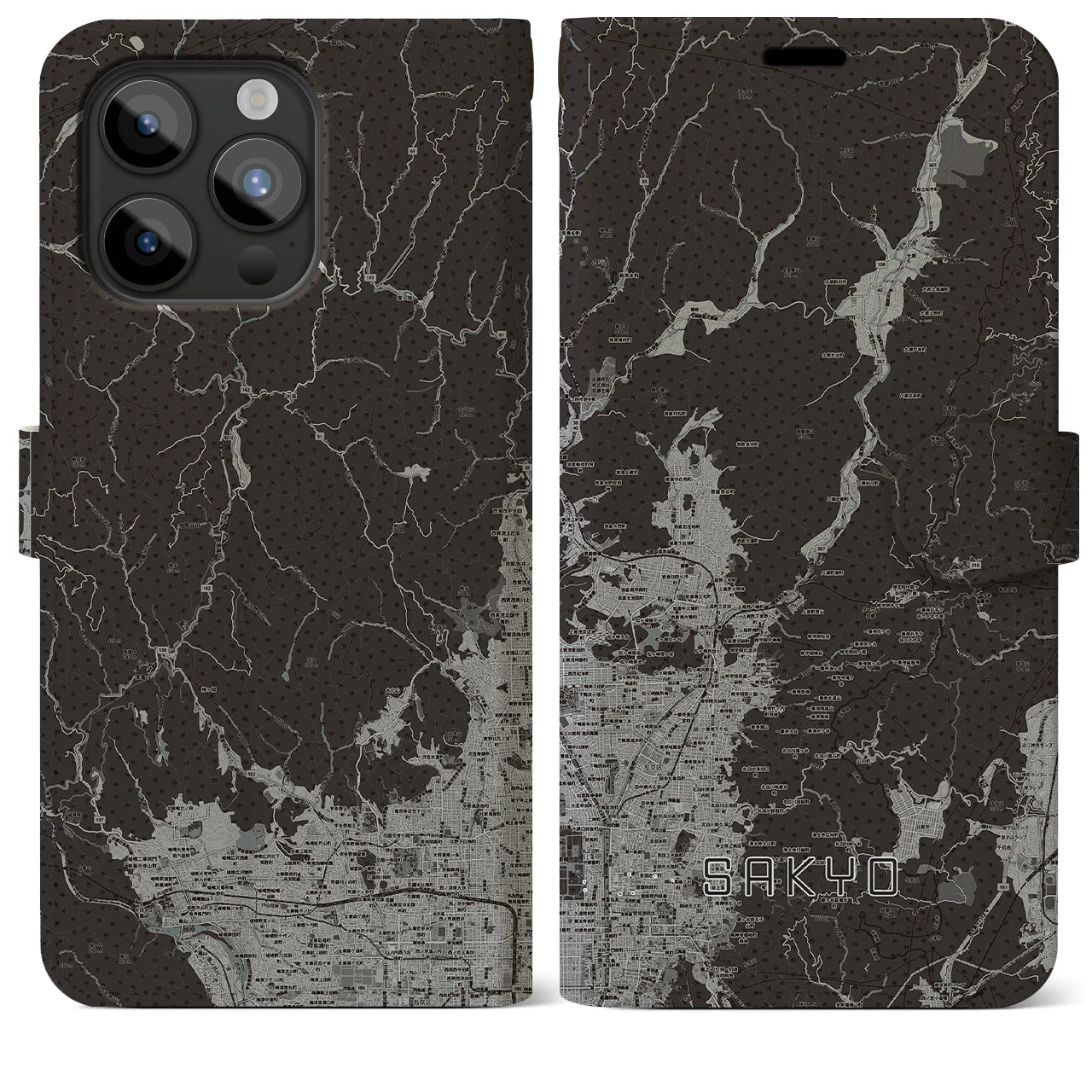 【左京(京都府)】地図柄iPhoneケース(手帳タイプ)