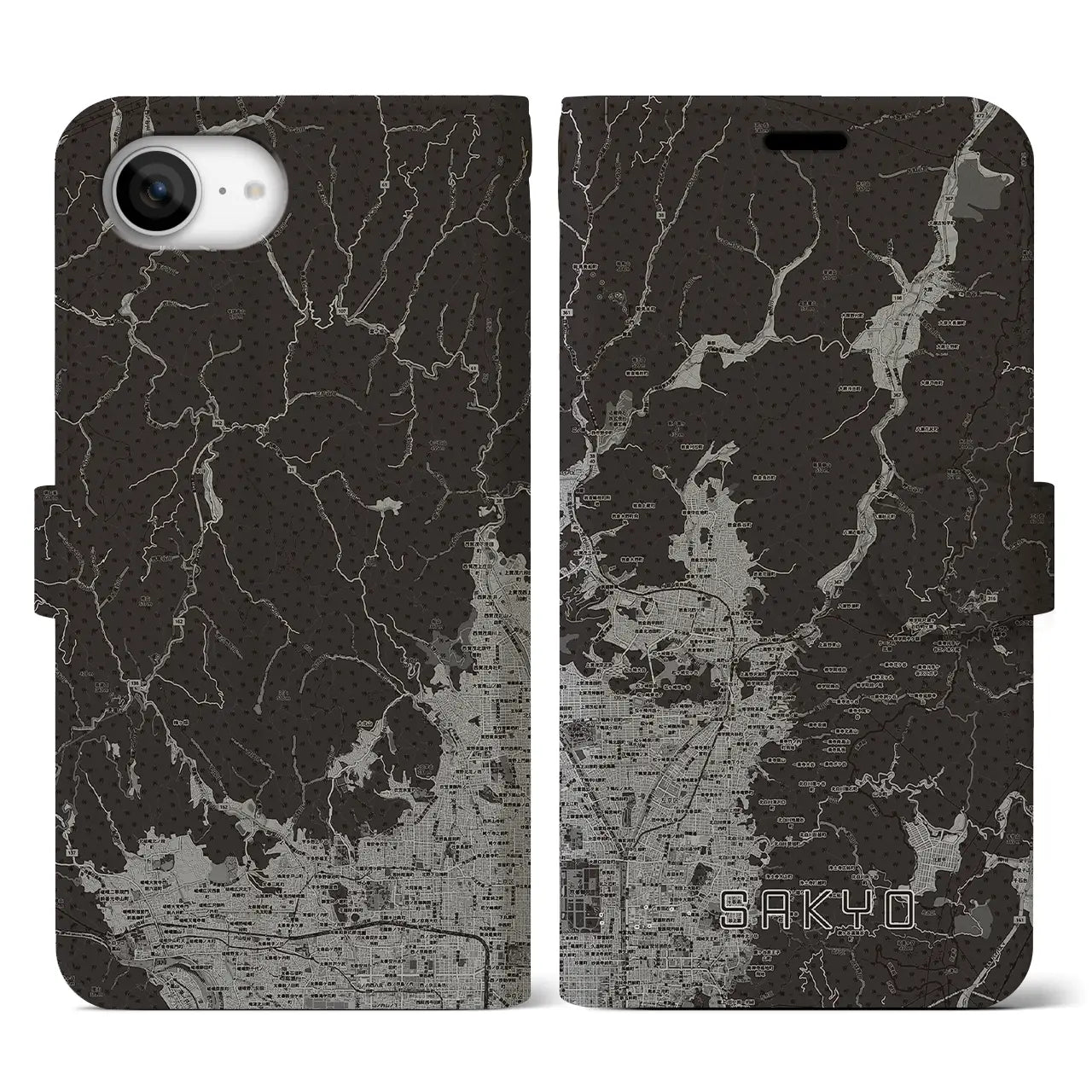 【左京(京都府)】地図柄iPhoneケース(手帳タイプ)