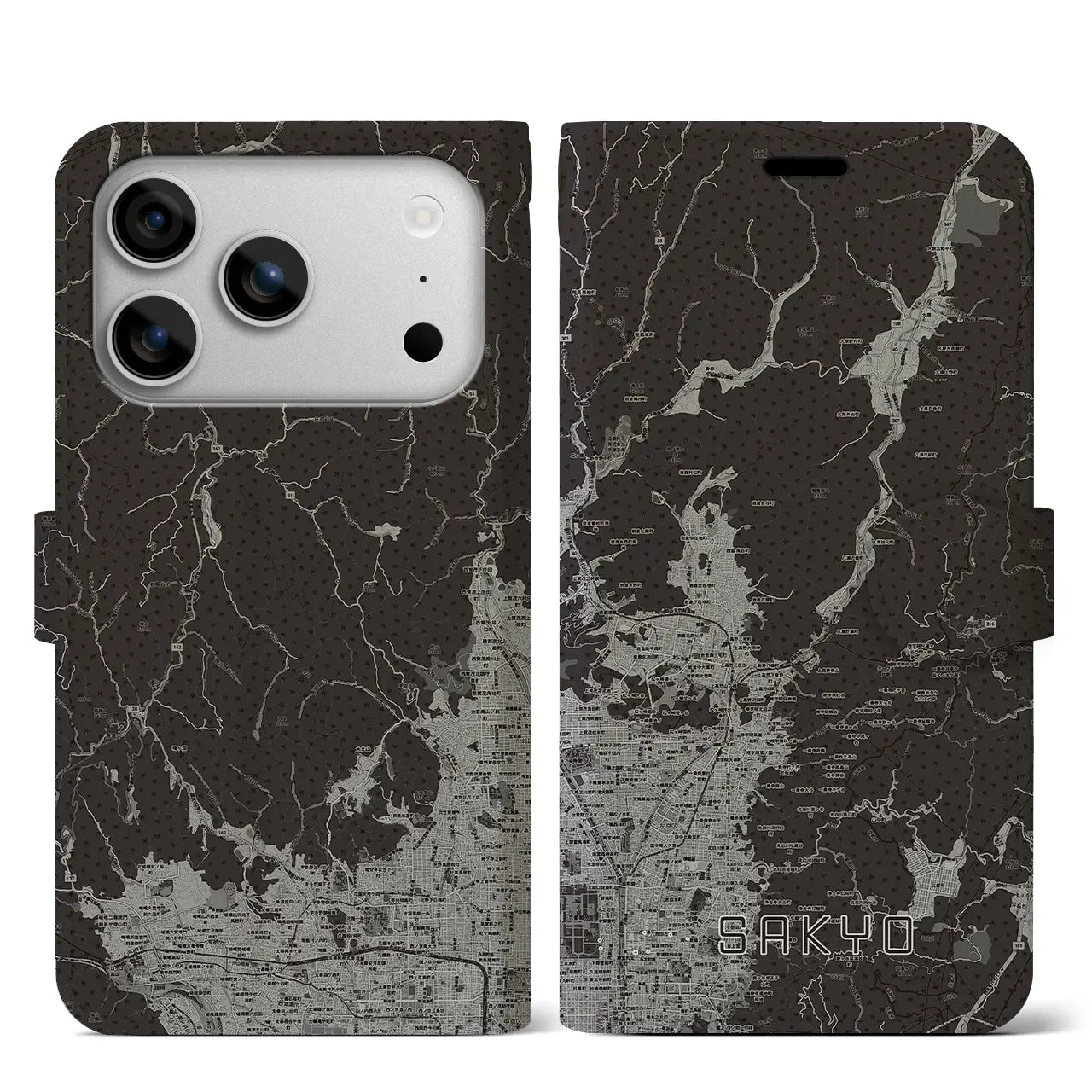 【左京(京都府)】地図柄iPhoneケース(手帳タイプ)