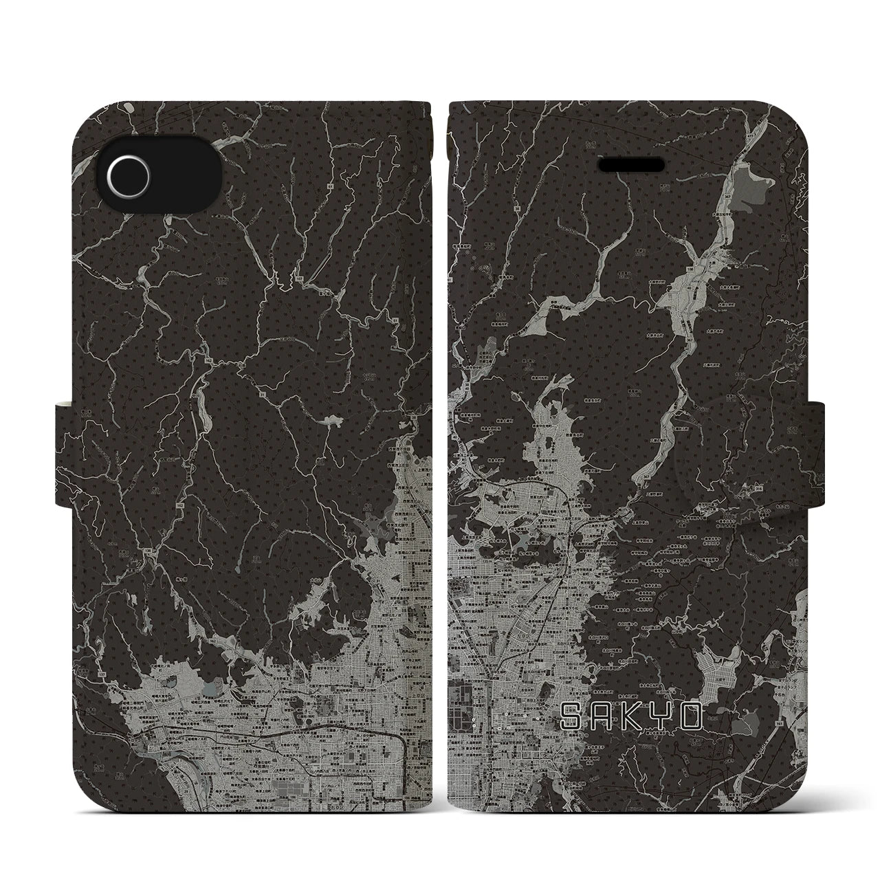 【左京(京都府)】地図柄iPhoneケース(手帳タイプ)