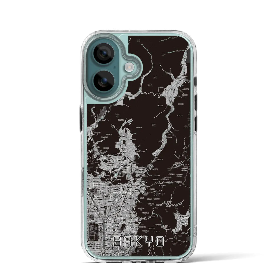 【左京(京都府)】地図柄iPhoneケース(MagSafeタイプ)モノトーン・iPhone 16 Pro 用