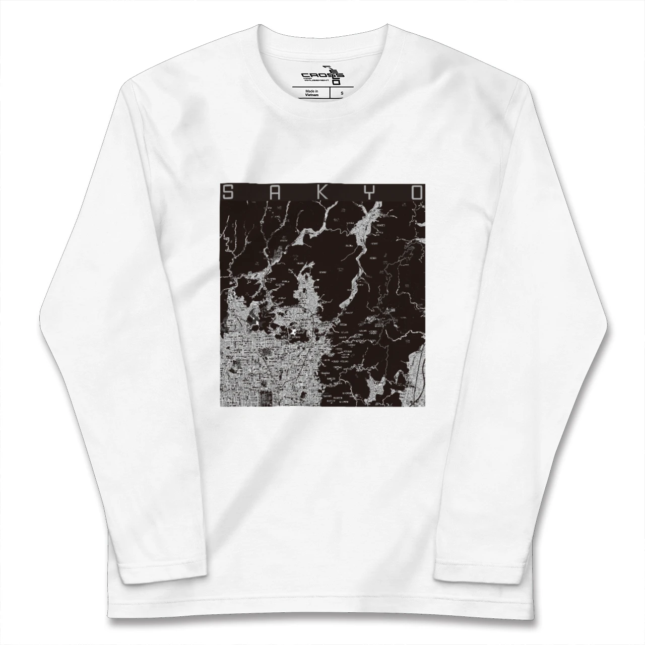 【左京(京都府)】地図柄ロングスリーブTシャツ