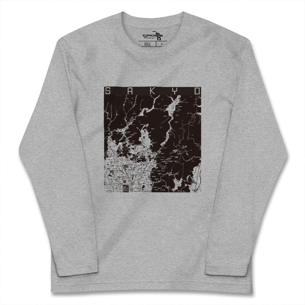 【左京(京都府)】地図柄ロングスリーブTシャツ