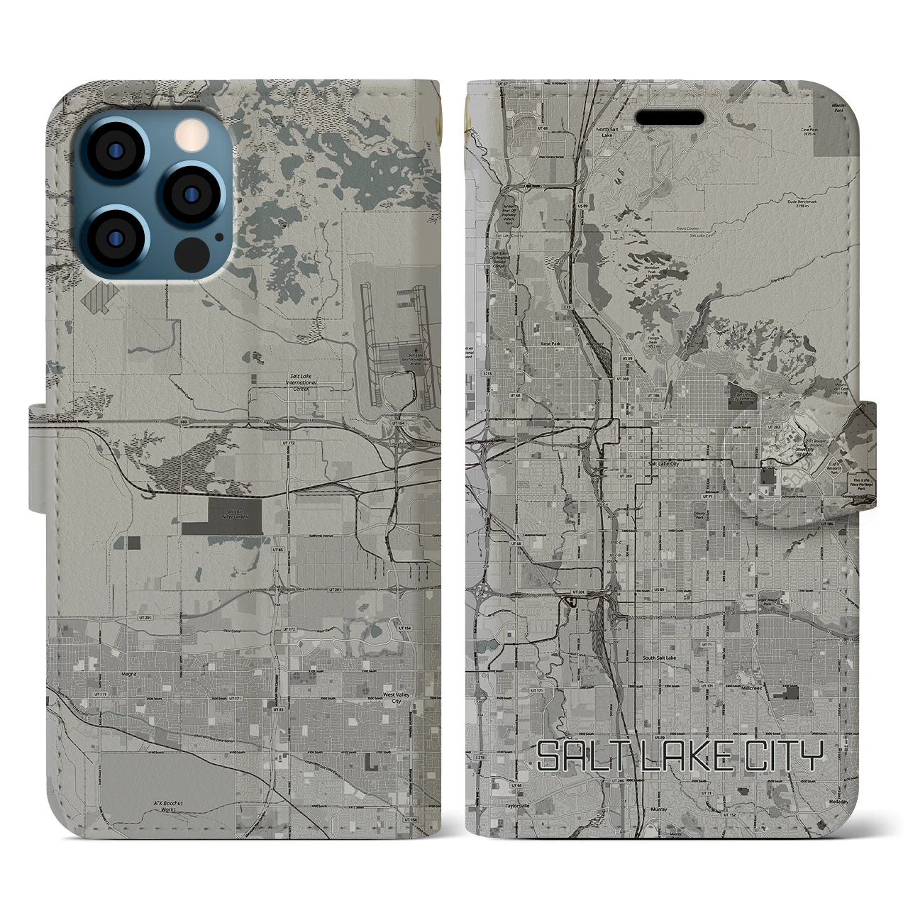 【ソルトレイクシティ(アメリカ)】地図柄iPhoneケース(手帳タイプ)