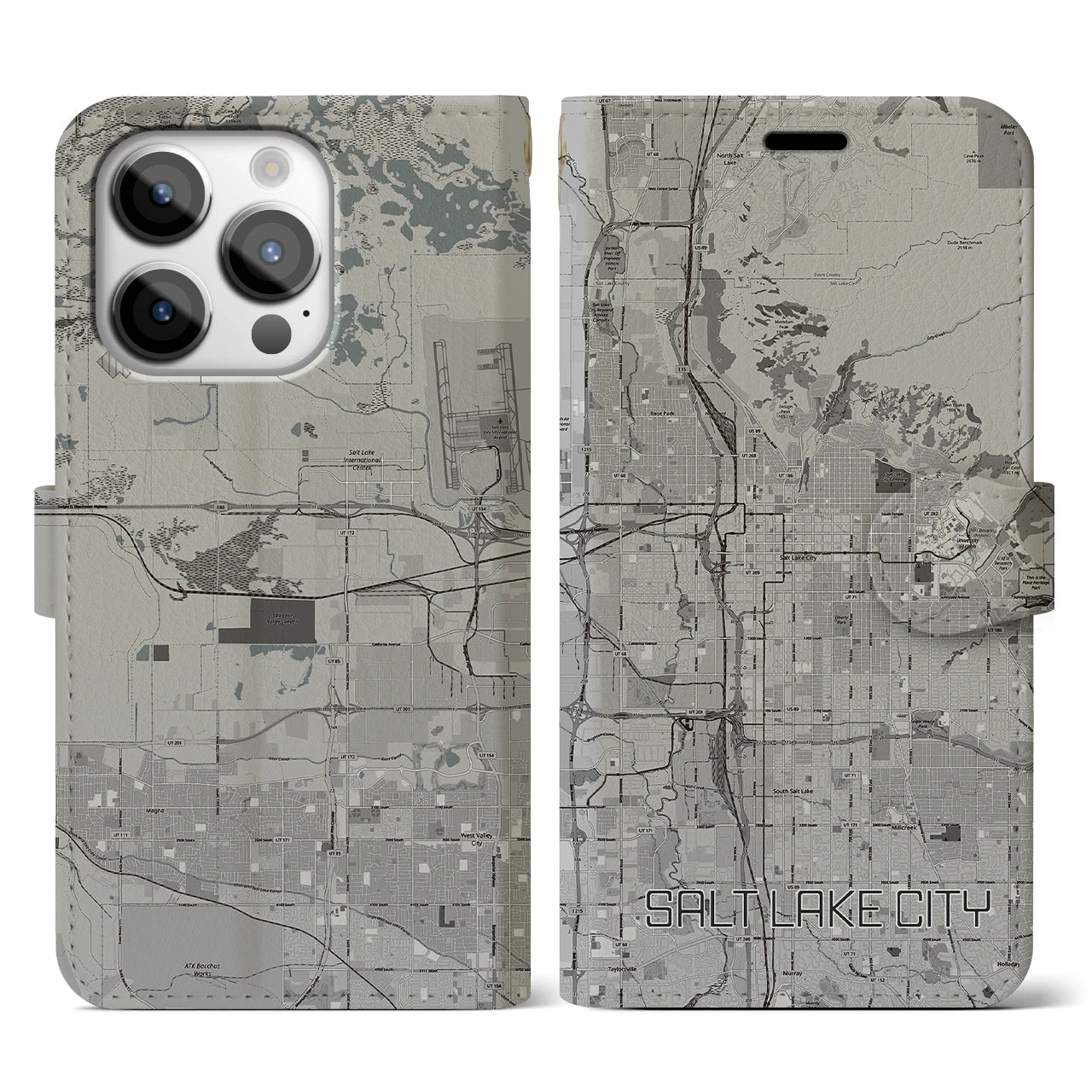 【ソルトレイクシティ(アメリカ)】地図柄iPhoneケース(手帳タイプ)