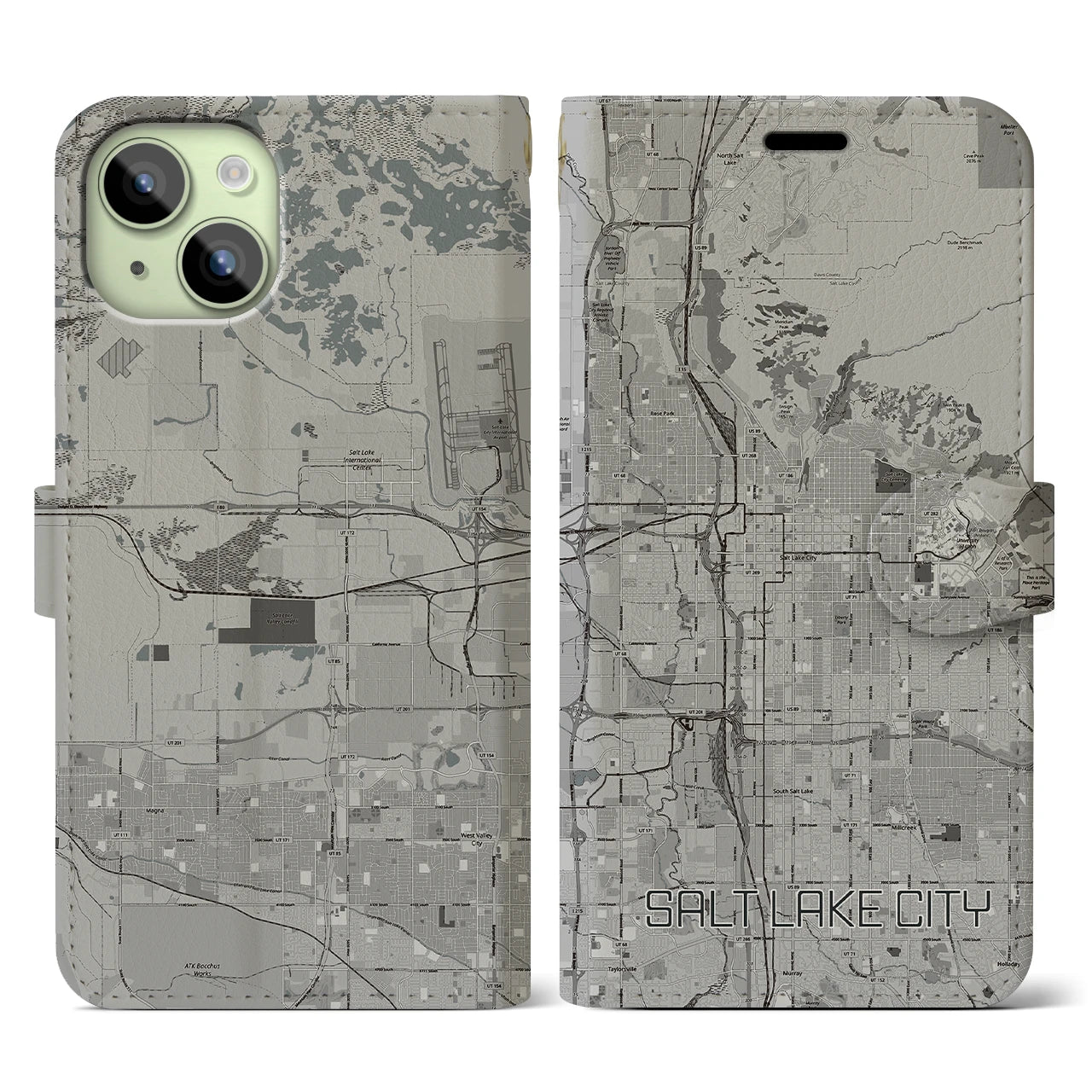 【ソルトレイクシティ(アメリカ)】地図柄iPhoneケース(手帳タイプ)