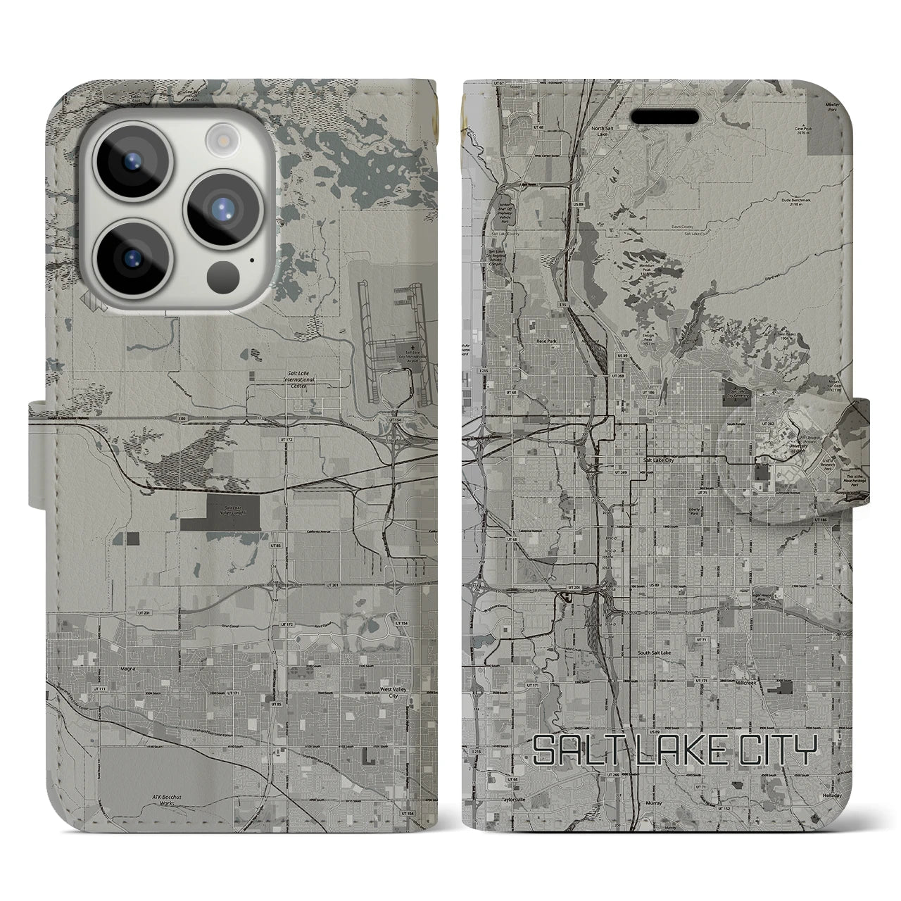 【ソルトレイクシティ(アメリカ)】地図柄iPhoneケース(手帳タイプ)