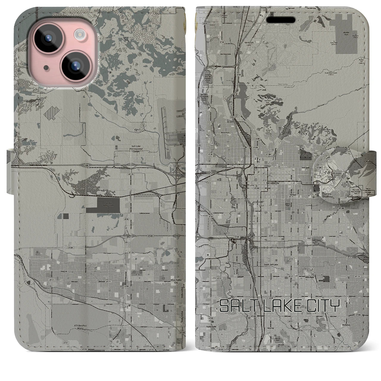 【ソルトレイクシティ(アメリカ)】地図柄iPhoneケース(手帳タイプ)