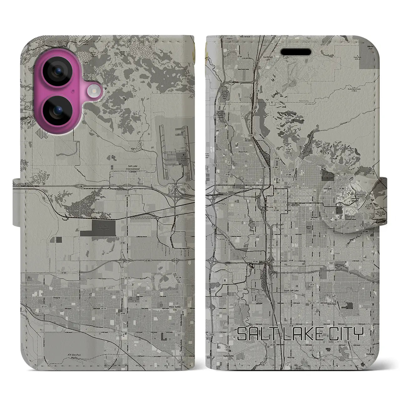 【ソルトレイクシティ(アメリカ)】地図柄iPhoneケース(手帳タイプ)