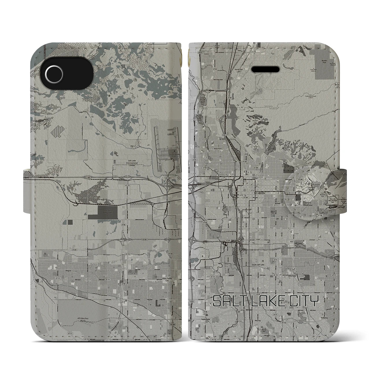 【ソルトレイクシティ(アメリカ)】地図柄iPhoneケース(手帳タイプ)