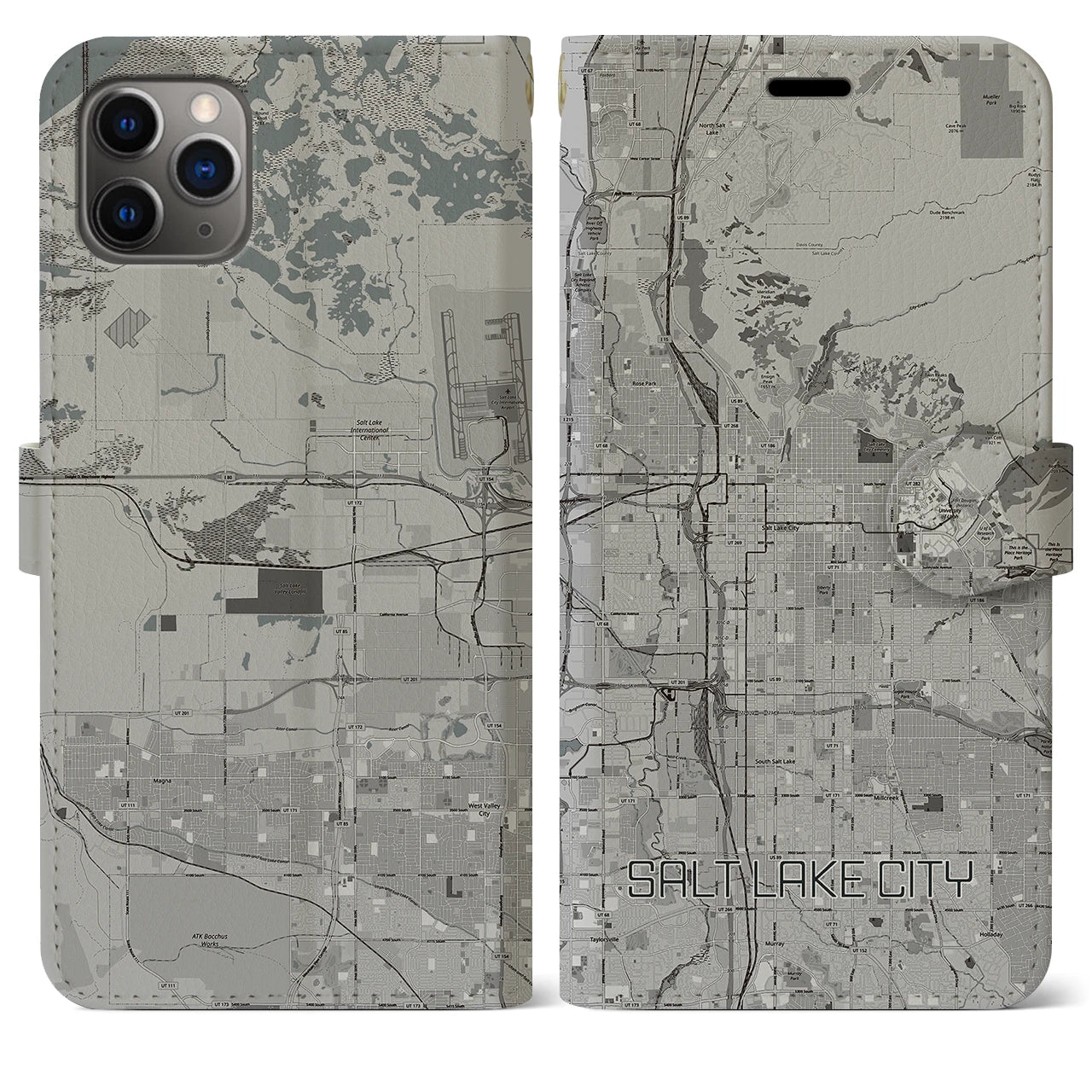 【ソルトレイクシティ(アメリカ)】地図柄iPhoneケース(手帳タイプ)