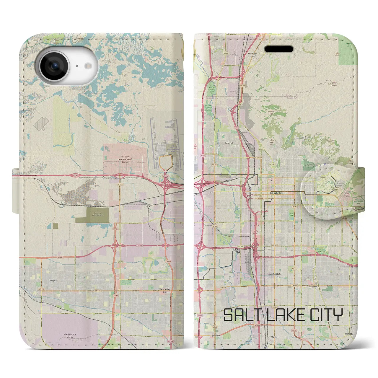 【ソルトレイクシティ(アメリカ)】地図柄iPhoneケース(手帳タイプ)