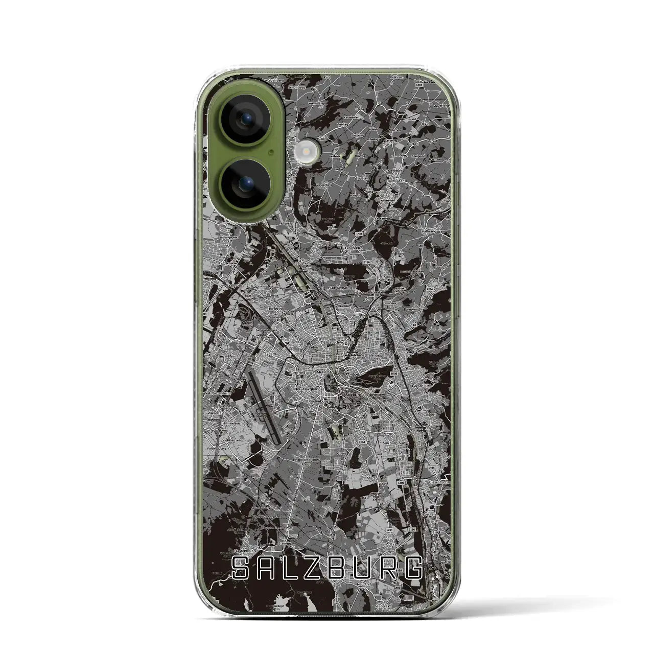 【ザルツブルク(オーストリア)】地図柄iPhoneケース(クリアタイプ)モノトーン・iPhone 17 Pro Max 用